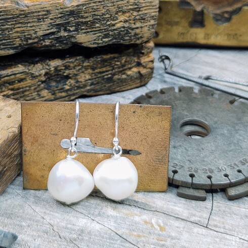 Large Irregular Pearl Drop Earrings