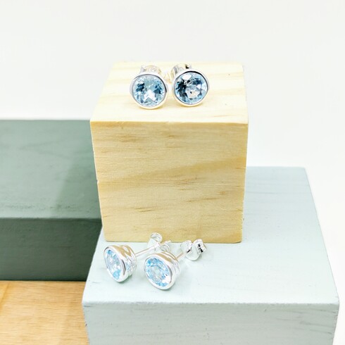 AAA sky blue topaz chunky studs