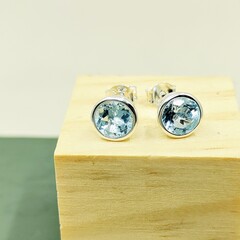 AAA sky blue topaz chunky studs