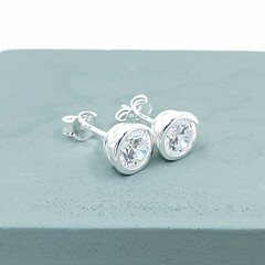 Chunky bezel set  AA cubic zirconia studs