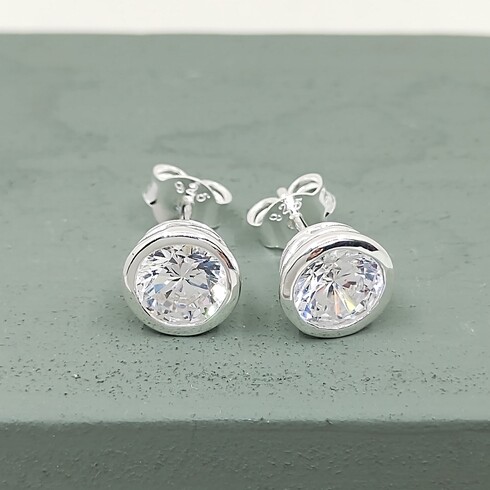 Chunky bezel set  AA cubic zirconia studs