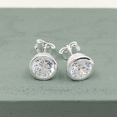 Chunky bezel set  AA cubic zirconia studs