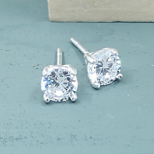 5mm cubic zirconia claw set half carat equivalent studs