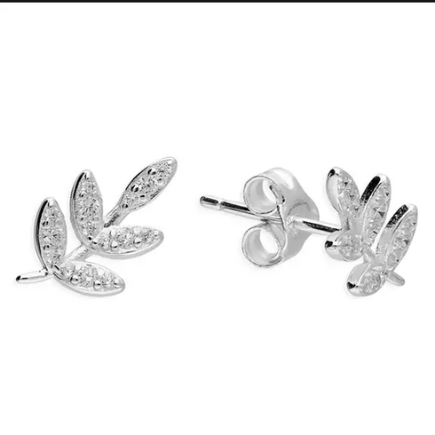 Little sparkly leaf studs