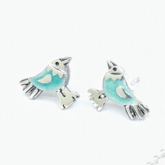 Baby aqua bird studs