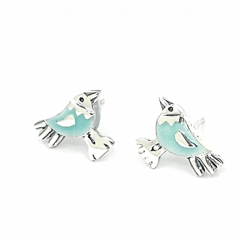 Aqua baby bird studs