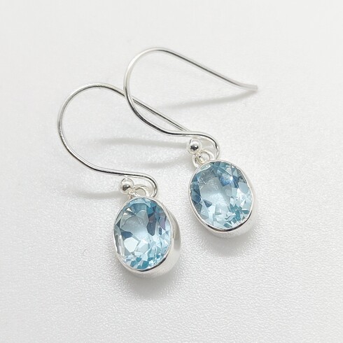 Small Ava Sky Blue Topaz oval drop earrings