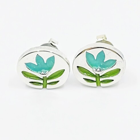 Aqua tulip studs