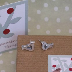 heart shadow bird studs