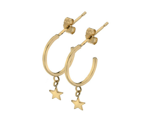 Gold star hoop earrings